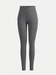 SHEIN Girlism 2入組女孩針織純色高彈力打底褲，適用於日常休閒穿著 - 彩色 - 查看 9