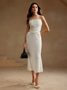 Anewsta Women Elegant Solid Color Mermaid Hem Sweater Dress, Spring/Summer