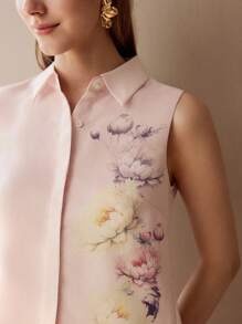 MOTF PREMIUM ÁO THƠ KHÔNG TAY IN HOA - Hồng - Xem 2