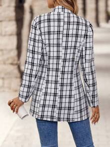 EMERY ROSE Plaid Printed Casual Holiday Long Sleeve Jacket