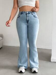 RueChic Hoch taillierte Schlaghose für Frauen mit großen Größen