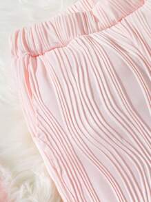 Tween Girls' Simple Everyday Flared Pants Trousers - Baby Pink - View 3