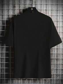 Manfinity Homme Camiseta de manga corta casual de verano con estampado de letra y eslogan para hombres tallas grandes, para salir