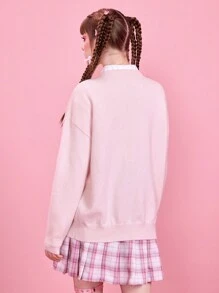 The Powerpuff Girls | ROMWE Women's Cartoon & Letter Pattern Drop Shoulder Oversized Sweater