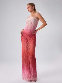 MUSERA Women Ombre Lace Maxi Cami Dress, For Summer Vacation Cute Spring Summer Beach