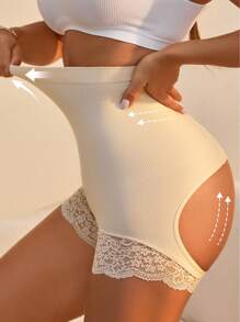 Ropa interior femenina simple con relleno de cadera trasera transparente de encaje - Albaricoque - Ver 1