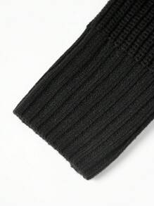 Men's Solid Color Minimalist Casual Long Sleeve Sweater - Black - View 5