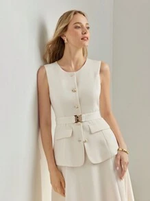 MOTF PREMIUM SOLID A LINE BELTED DRESS, WOMEN OUTFIT