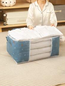 1 pieza Bolsa de almacenamiento de edredones para el hogar, caja de almacenamiento de ropa, bolsa de almacenamiento a prueba de polvo con gráficos de dibujos animados para el armario, bolsas de almacenamiento de edredones con asa, caja de clasificación de ropa resistente al polvo y de uso múltiple para el hogar (azul marino)- Decoraciones de otoño, decoración festiva, decoración de habitación, decoración del hogar, decoración de dormitorio, decoración navideña para regalar en días festivos