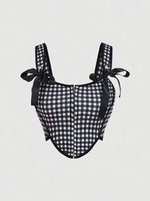 SHEIN MOD Conjunto de Top tipo Cami con lazo y falda floral, color oscuro/multicolor, verano