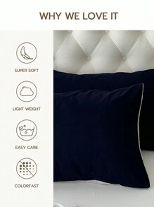 1pc Polyester Fiber Colorblock Envelope Pillowcase, No Insert Included, Bedroom Bedding, Dorm Decor. - Multicolor - View 4
