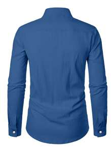 Camisa casual de unicolor para hombres, para primavera y verano / para ir al trabajo / la camisa favorita de papá