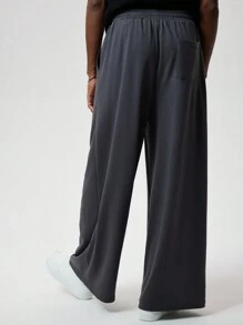 Forever 21 Men's Drawstring Waist Wide Leg Loose Fit Sweatpants In Dark Gray/Fall/Winter - Grey - View 2