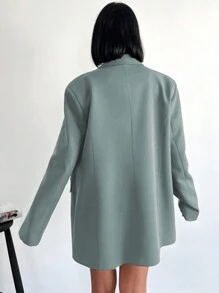 SHEIN Cottnline 女士簡約優雅的V領雙排釦西裝外套 - 薄荷綠 - 查看 2