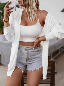 EMERY ROSE 女式大码宽松休闲长袖纯色轻便开衫