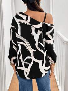 SHEIN Essnce Camicia asimmetrica in stile casual e di strada di nuova moda per donna, con bottoni, adatta per la primavera, l estate o l autunno, outfit da crociera o abbigliamento da insegnante