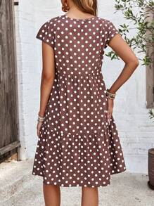 EMERY ROSE Women's Simple Polka Dot Print Round Neck Daily Wear Dress - Multicolor - View 2