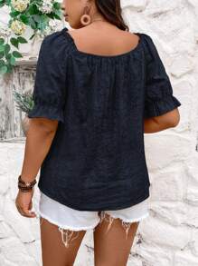 Calvaya Große Größen Lässig Hemd einfarbig mit Stickerei für den Urlaub