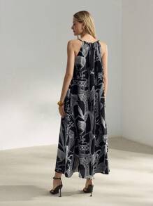 MOTF PREMIUM GRAPHIC PRINT KNOT FRONT SLIP DRESS - Multicolor - View 6