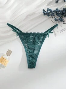 SHEIN 12 chiếc/gói quần lót ren gợi cảm G-string lãng mạn cho phụ nữ, đồ lót nhiều màu sắc - Nhiều màu - Xem 5