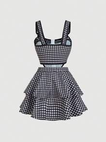 SHEIN MOD Conjunto de Top tipo Cami con lazo y falda floral, color oscuro/multicolor, verano