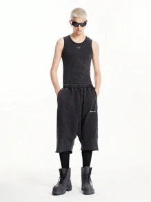 Manfinity VCAY Quần thể thao ngắn ống loe siêu nhỏ dành cho nam dạo phố, phù hợp với thời trang mùa hè - màu đen - Xem 2