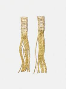 Twin Melody X SHEIN 1 par de aretes largos con borlas adecuados para uso diario de mujeres, citas, vacaciones, bodas
