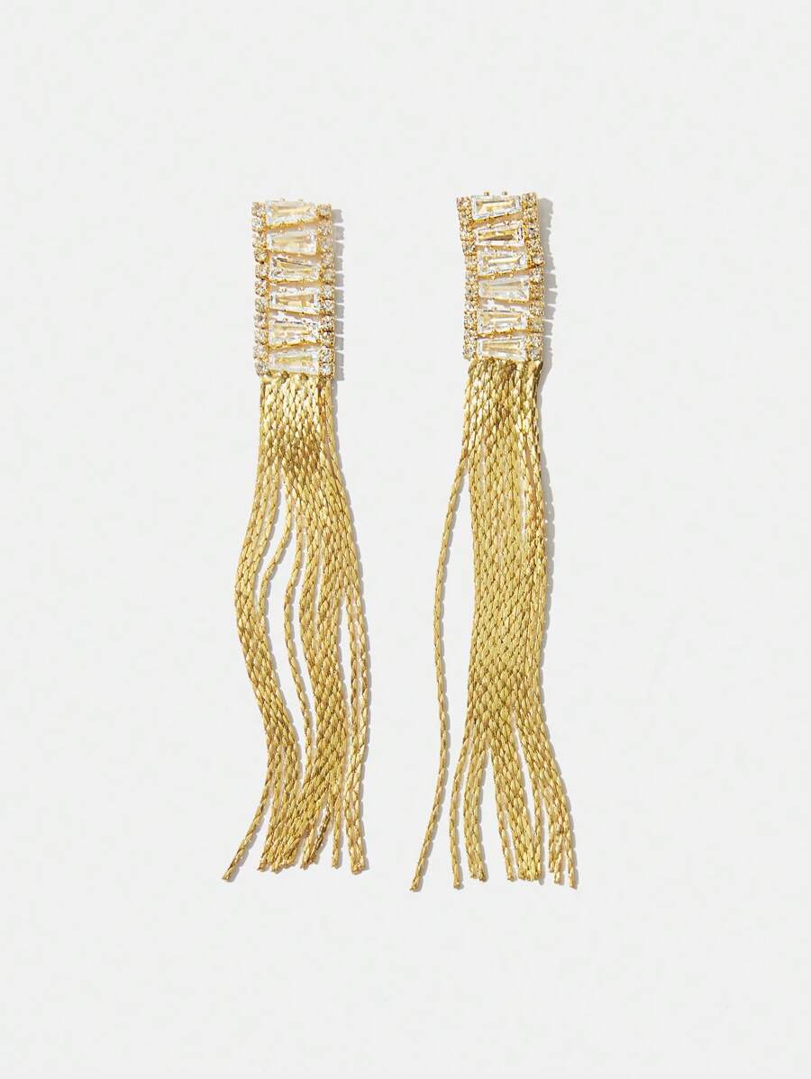 Twin Melody X SHEIN 1 par de aretes largos con borlas adecuados para uso diario de mujeres, citas, vacaciones, bodas