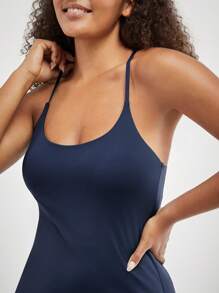 GLOWMODE FeatherFit™-Air Peekaboo Adjustable Racerback Square Neck Pocket Anti-Slip Powerful Dress With Built-In Shorts Light Support Low Impact Yoga Studio Summer Quick Dry Moisture Wicking