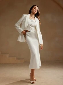 Anewsta Women Elegant Solid Color Mermaid Hem Sweater Dress, Spring/Summer