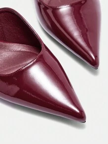 CUCCOO BIZCHIC Fashion Pointed Toe Buckle Kitten Heel Shoes BURGUNDY Heels Spring Shoes Spring Break Easter