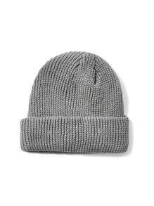 XYZ Studio 艺术家运动街头风个性化笑脸刺绣针织帽，男士款，节日，冬季 - 灰色 - 查看 2