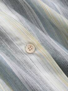 FRIFUL 女士条纹印花简约日常长袖衬衫 - 黃色 - 查看 6