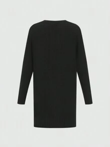 Men's Solid Color Minimalist Casual Long Sleeve Sweater - Black - View 3