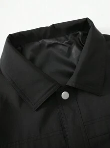 Manfinity Homme Chaqueta sencilla de diario de unicolor para hombres - Negro - Ver 6