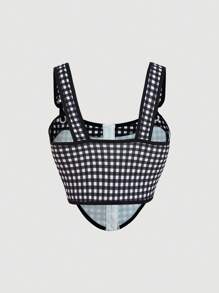 SHEIN MOD Conjunto de Top tipo Cami con lazo y falda floral, color oscuro/multicolor, verano