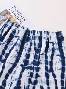 2pcs Tween Girl Casual Tie Dye Print Camisole & Shorts Loungewear Set - Multicolor - View 5