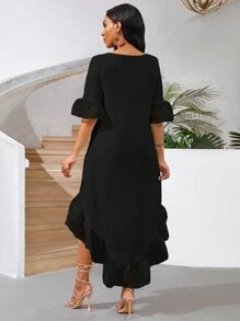 SHEIN Lady Summer Holiday Dresses Women Dresseswhite Shirt Chiffon Stitching Dress Summer Maxi Skirt - Black - View 2