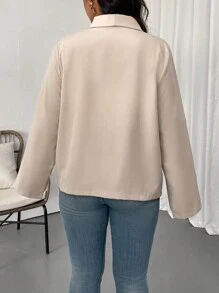 Calvaya Bộ đồ hàng ngày đơn giản màu trơn dành cho nữ cỡ lớn - Màu Khaki - Xem 2