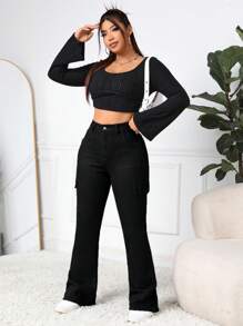 Firerie 女士加大尺碼工作休閒牛仔褲，附袋設計，多用途