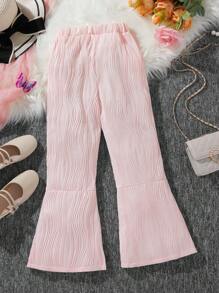 Tween Girls' Simple Everyday Flared Pants Trousers - Baby Pink - View 2