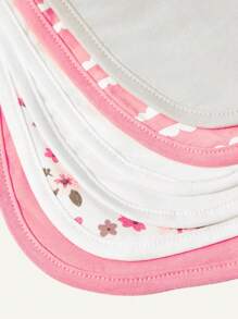 6 Stücke Baby Mädchen Baumwoll Sabber Lätzchen, Regenbogen- und Blumen Muster Einheitsgröße Bandana Lätzchen in einfarbigen Farben - Verschiedenfarbig - Übersicht 6