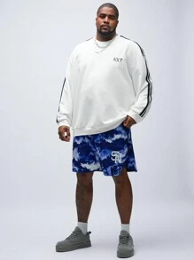 Mainfolk Men's Plus Size Casual Woven Cloud Print Mid-Waist Drawstring Straight Shorts, Suitable For Summer - Multicolor - View 4