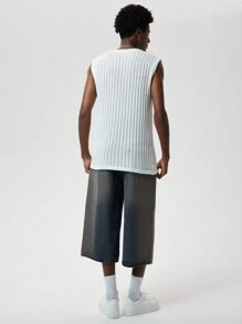 Forever 21 Men's Open Knit Lightweight Fluffy Sweater Vest In - White - View 2