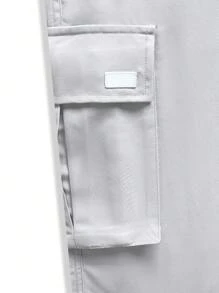 Manfinity Hypemode Men's Simple Drawstring Multi-Pocket Casual Cargo Pants, Daily Leisure - Grey - View 5