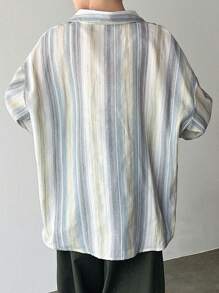 FRIFUL 女士条纹印花简约日常长袖衬衫 - 黃色 - 查看 7