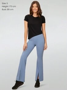 GLOWMODE Asymmetrical Hem Quick-Dry Tee Daily Casual Summer - Black - View 7
