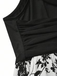 Mulvari Plus Size Color-Block Allover Print Off-Shoulder Dress For Women, Summer - Multicolor - View 7