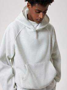 Forever 21 Men' Loose Hoodie In Light Grey With Text Print - Light Grey - View 2