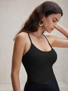 Anewsta Sexy Tight White Mid-Length  Seamless Camisole For Women Can Be Worn As A Bottoming